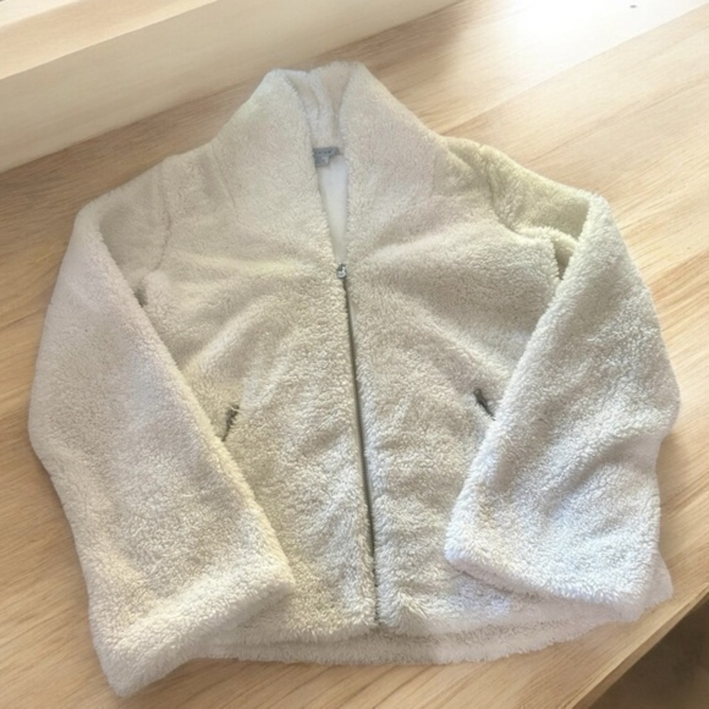 Gaiam Sherpa Fleece Full Zip Athletic Jacket - Womens Size Medium - White